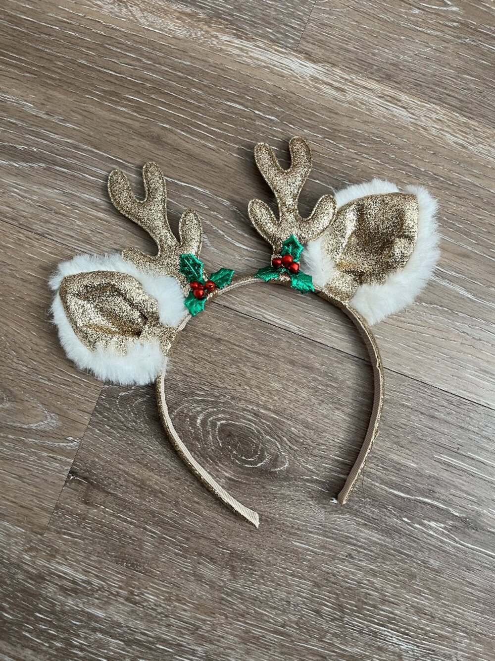 Gold Sparkly Christmas Deer Antler Ears Headband Christmas